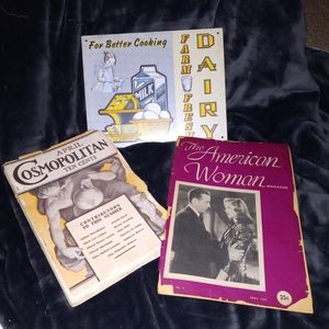 Vintage sign and magazines